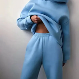 Completo felpa con cappuccio e pantaloni da jogging da donna – Vestibilità comoda – Tessuto in morbido pile – Stile casual