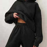 Completo felpa con cappuccio e pantaloni da jogging da donna – Vestibilità comoda – Tessuto in morbido pile – Stile casual