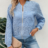 Giubbotto bomber da donna - Tessuto leggero - Collo a coste - Maniche lunghe e larghe