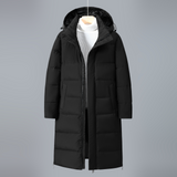 Cappotto trapuntato da donna - Tessuto intrecciato - Collo alto - Cappuccio regolabile - Lungo