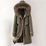Parka da donna - Tessuto intrecciato - Vestibilità comoda - Lunghezza a metà coscia - Cappuccio in pelliccia