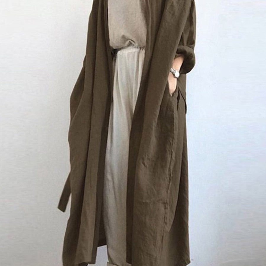 Trench da donna – Vestibilità oversize – Tessuto traspirante – Lunghezza alla caviglia – Aperto