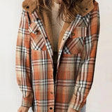 Giacca overshirt da donna – Vestibilità comoda – Fodera in pile – Motivo a quadri – Cappuccio