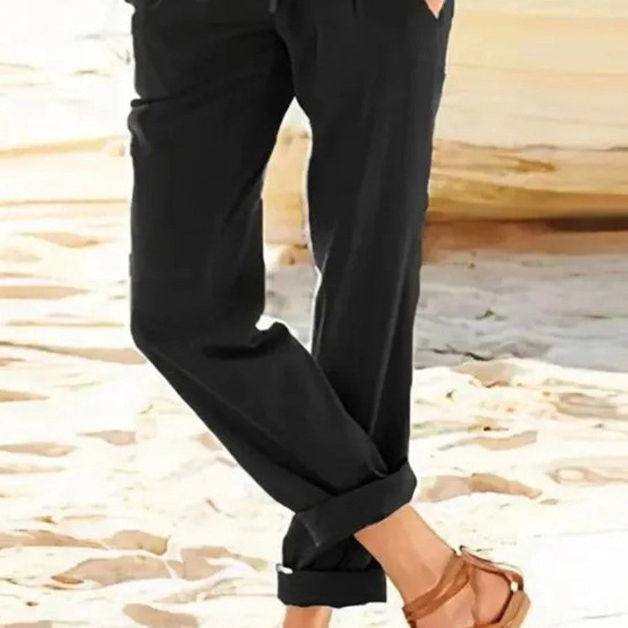 Pantaloni da donna a gamba dritta – Vestibilità rilassata – Vita regolabile – Tessuto traspirante