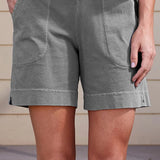 Pantaloncini casual da donna – Vestibilità ampia – Tessuto traspirante – Tasche – Lunghezza a metà coscia