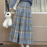 Gonna scozzese a strati in misto lana