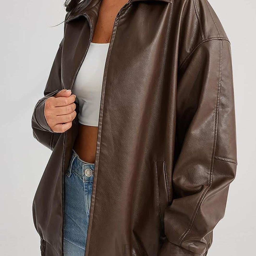 Giubbotto bomber in pelle PU