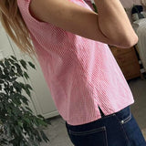 Camicetta versatile a quadri rossi e bianchi