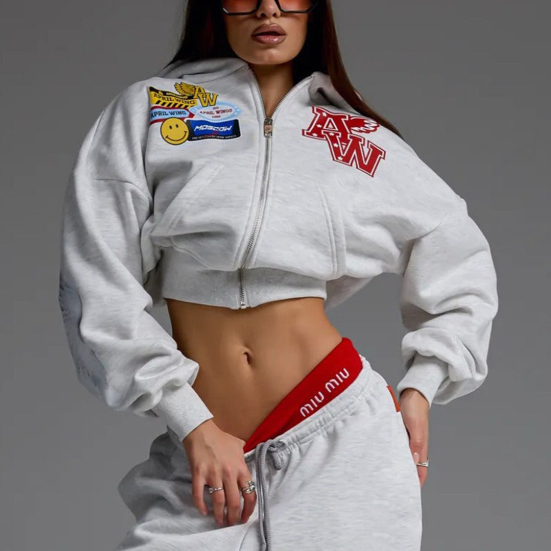 Felpa con cappuccio e zip con grafica motociclistica