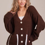 Cardigan tascabile color block