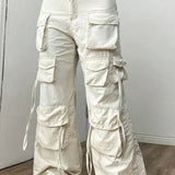 Pantaloni cargo neri a gamba larga Y2K