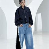 Giacca da lavoro in denim con risvolto