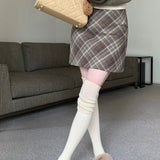 Gonna a trapezio a vita alta in lana scozzese