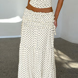 Completo gonna lunga con fiocco laterale senza spalline a pois