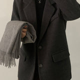 Blazer lungo oversize in misto lana