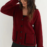 Cardigan tascabile color block