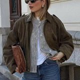 Giubbotto bomber con texture scamosciata