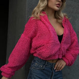 Felpa con cappuccio in pile Teddy con cerniera