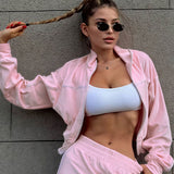 Completo sportivo in due pezzi con colletto in velluto e cerniera a maniche lunghe