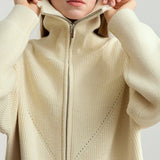 Cardigan in maglia spessa con cerniera e collo alla marinara