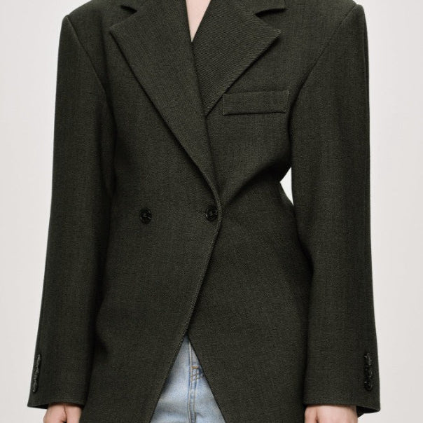 Blazer vintage con doppio risvolto e vestibilità ampia