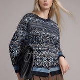 Cardigan in maglia girocollo con motivo jacquard color block Fair Isle
