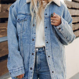 Giubbotto bomber in denim foderato in pile