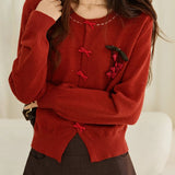 Cardigan con scollo a V e dettaglio spilla retrò