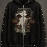 Felpa con cappuccio e stampa di strass in stile street