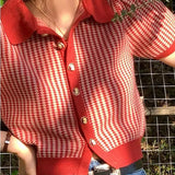 Cardigan a maniche corte con colletto rovesciato in maglia sottile