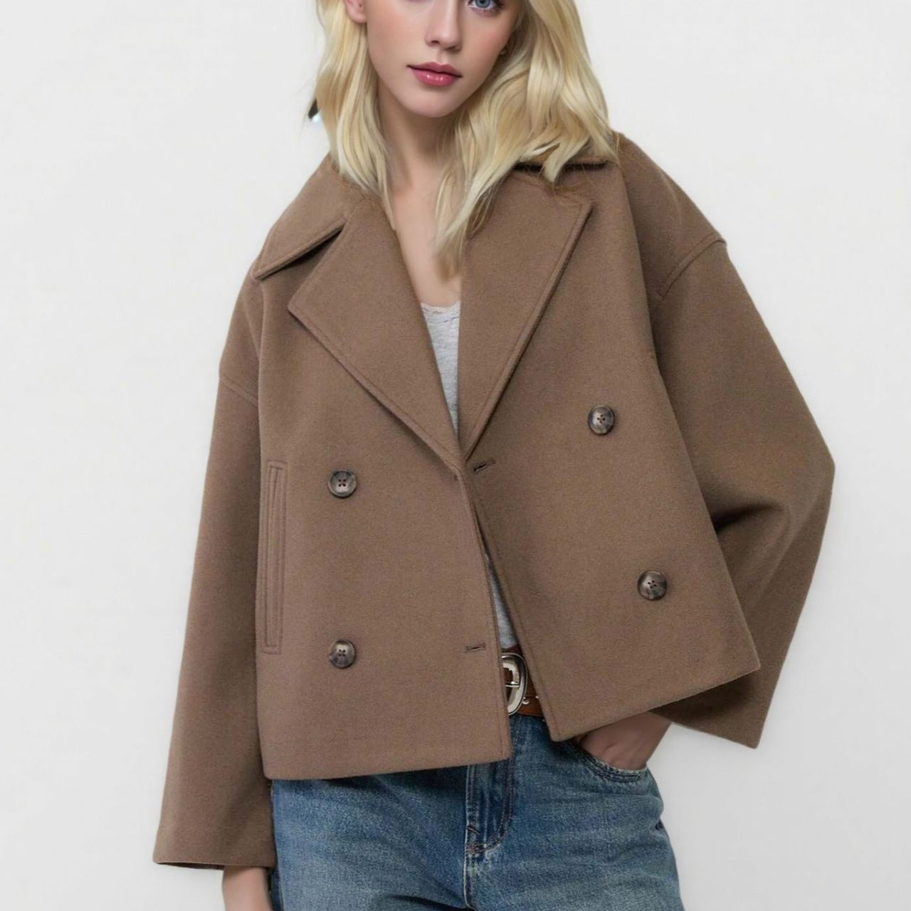 Giacca in misto lana con revers oversize