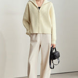 Cardigan in maglia spessa con cerniera e collo alla marinara