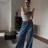 Jeans eleganti a vita alta e gamba dritta