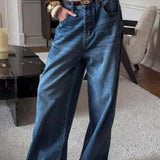 Jeans eleganti a vita alta e gamba dritta