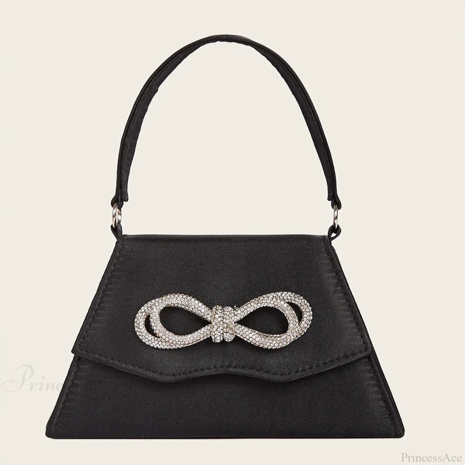 Elegante pochette da sposa con fiocco in seta e strass