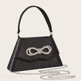 Elegante pochette da sposa con fiocco in seta e strass