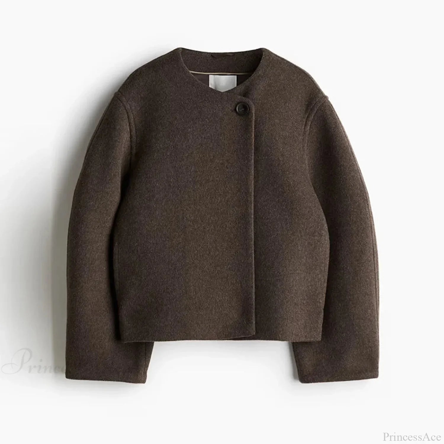 Elegante cappotto in lana tinta unita con un bottone