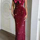 Elegante abito lungo formale senza spalline