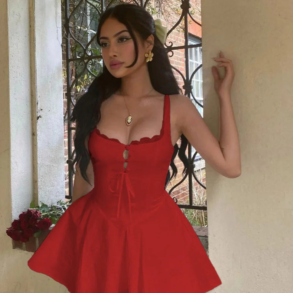 Mini abito sexy a trapezio con vita sottile ed elegante