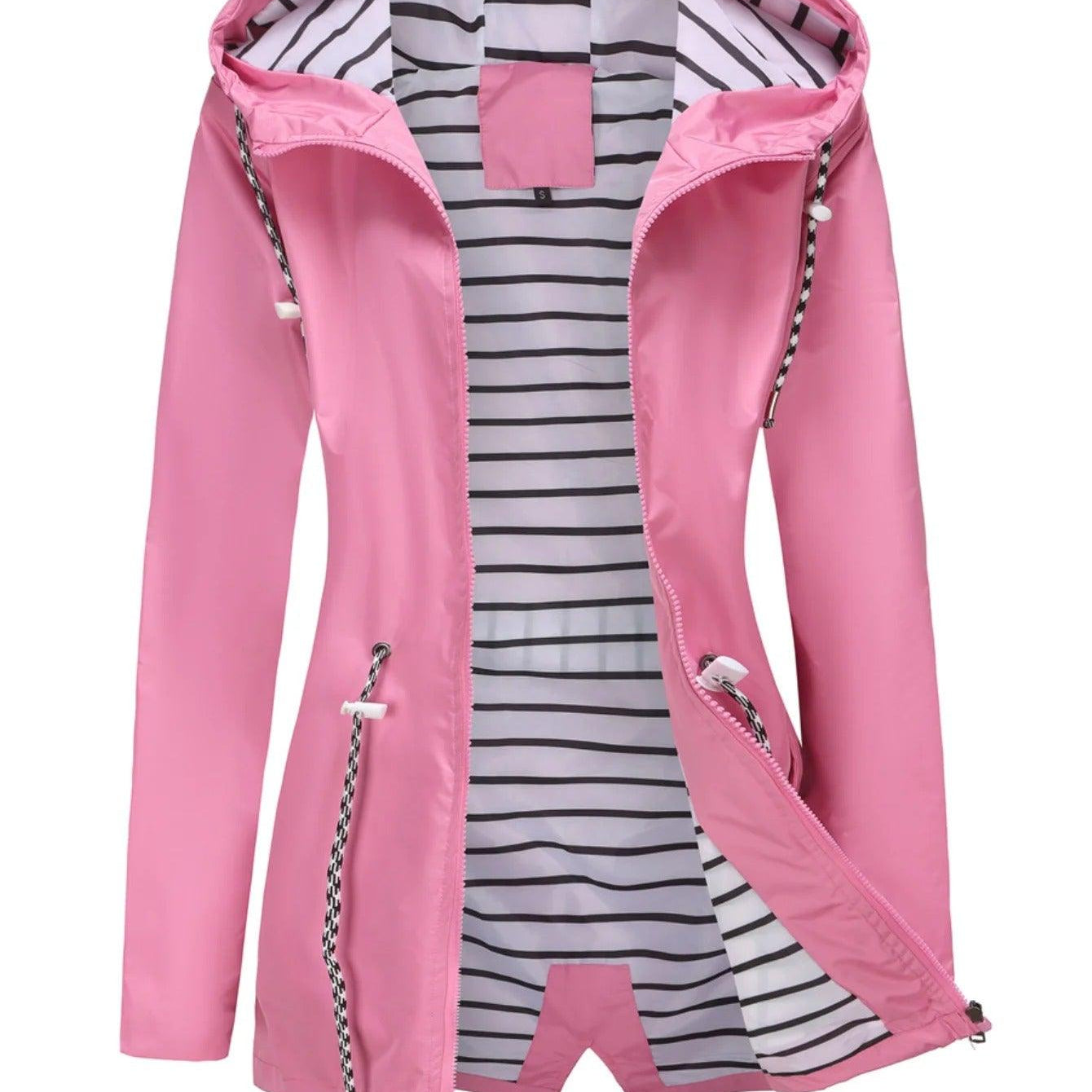 Giacca lunga unisex – Impermeabile – Vestibilità comoda – Cappuccio con coulisse – Cerniera intera