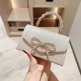 Borsa a tracolla con catena e fiocco di diamanti europeo-americano