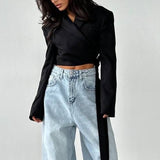 Blazer tinta unita con collo annodato