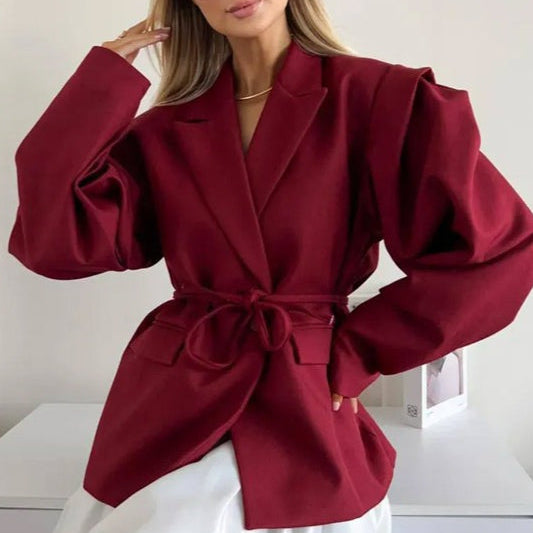 Blazer con scollo a V e spalline con cintura