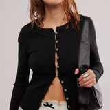 Cardigan a coste a maniche lunghe slim