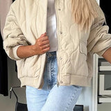 Cappotto imbottito casual con bottoni tinta unita