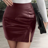 Gonna a trapezio con spacco alto in PU