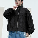 Giacca da lavoro in denim con risvolto