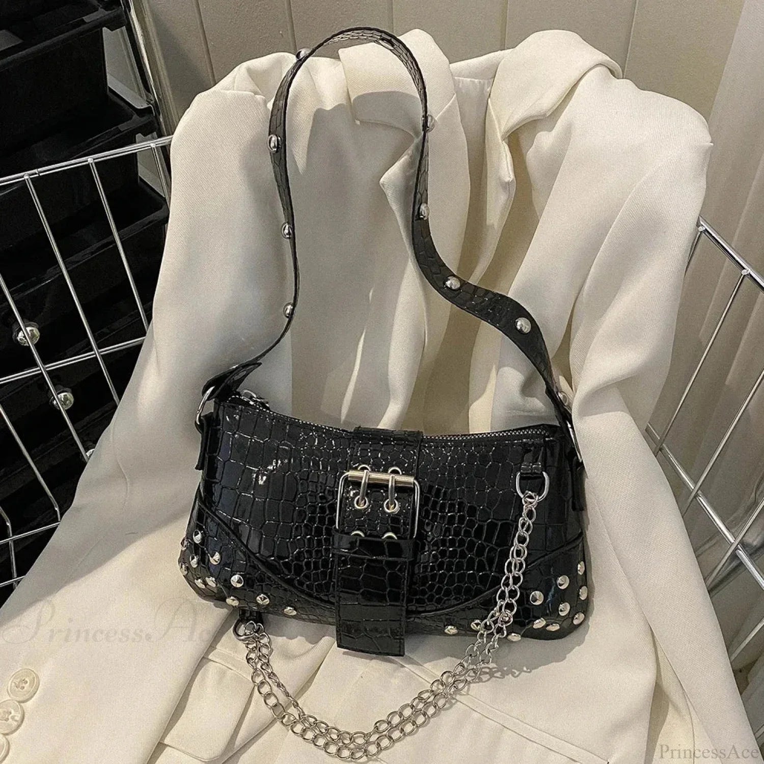 Borsa a tracolla plissettata sottobraccio alla moda Y2K