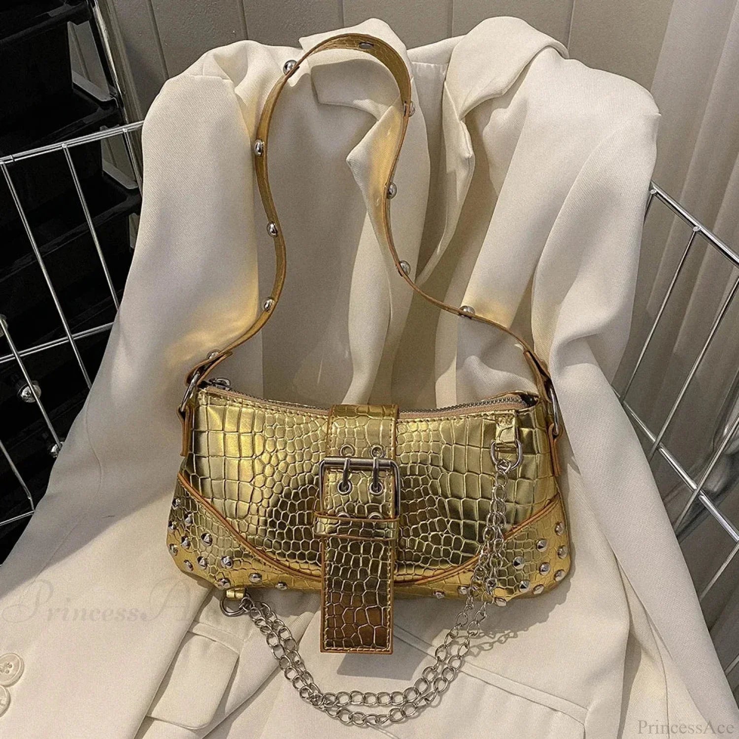 Borsa a tracolla plissettata sottobraccio alla moda Y2K