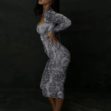 Abito midi alla moda, esotico, elegante, chic, sofisticato, trendy e seducente